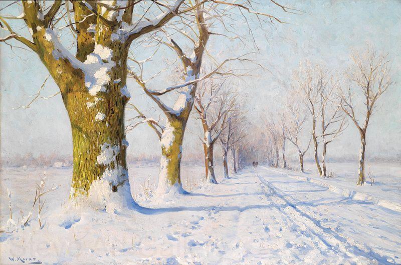 Walter Moras A sunny winters day France oil painting art